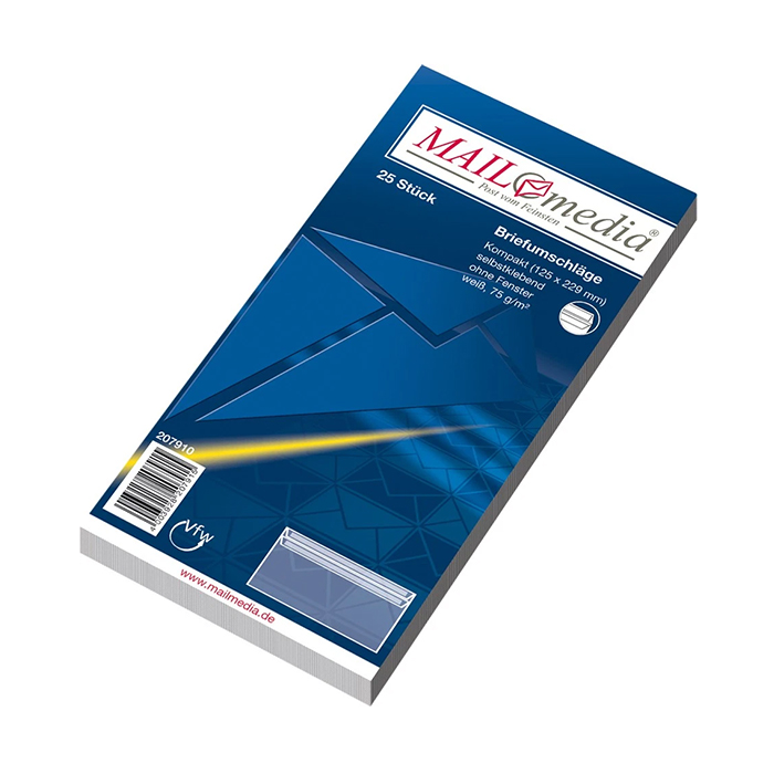 Kompaktbrief (B) 22,9 cm x (L) 12,5 cm ohne Fenster
