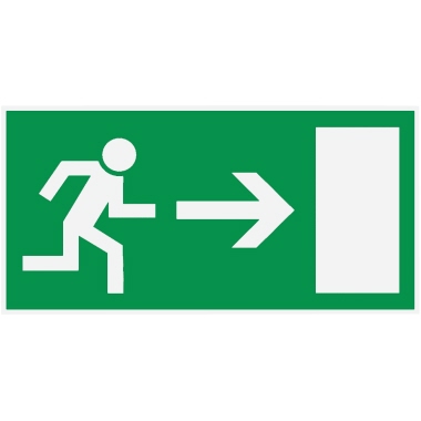 Hinweisschild Notausgang rechts