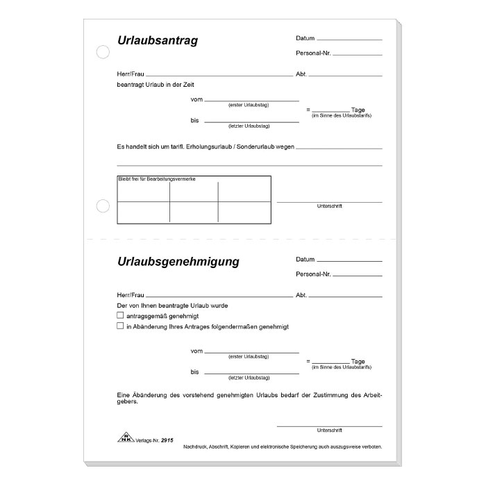 Urlaubsantrag A5