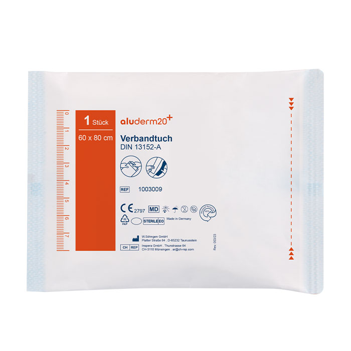 Verbandtuch Söhngen Aluderm / 1003009 Abdeckung von Wunden einzeln verpackt atmungsaktiv 60 cm x 80 cm