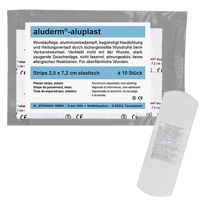 Pflaster Söhngen Aluderm - aluplast / 1009178 Wundpflaster einzeln verpackt atmungsaktiv hochelastisch wasserfest 7,2 cm x 2,5 cm
